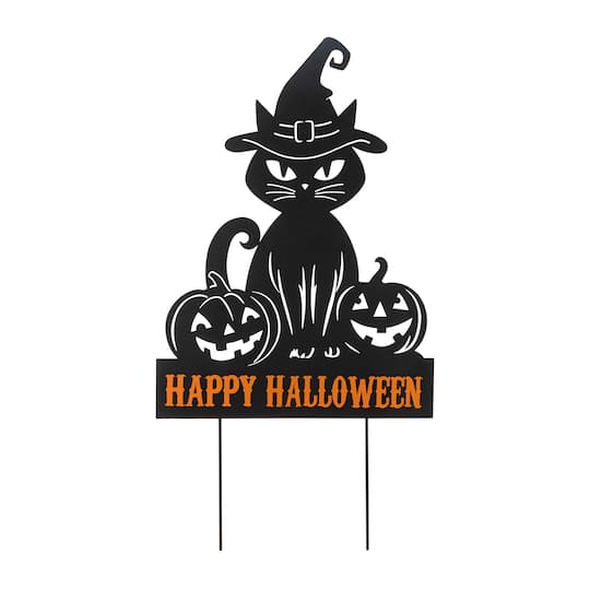 Glitzhome® 30.25" Halloween Metal Silhouette Cat Yard Stake